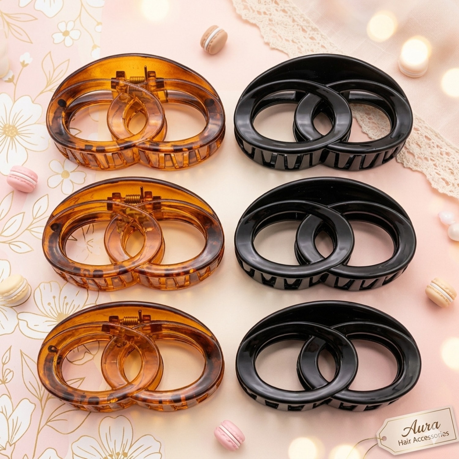 Fashion Alley Shell Black Hair Claw [Pack Of 12