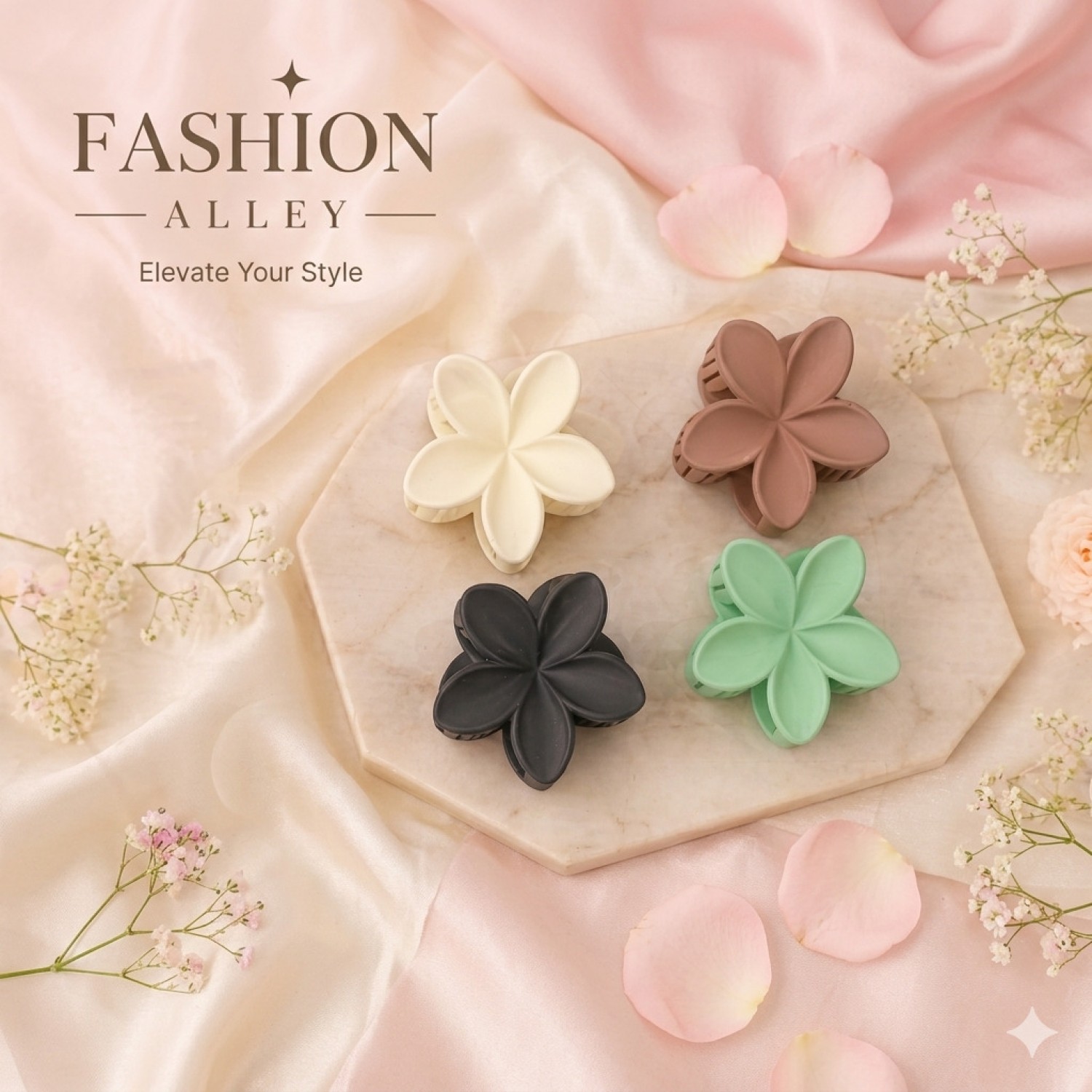 Fashion Alley Hair 7 Cm Matt Hair Claw For Women Pack Of 12