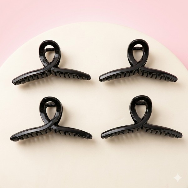 Bofeini 9Cm shine black Hair Claw For Women Pack Of 12