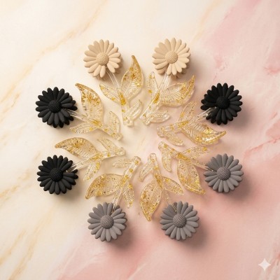 Fashion Alley 7-9 Cm Tulip Matt Hair Claw For Women Pack Of 12 Pc