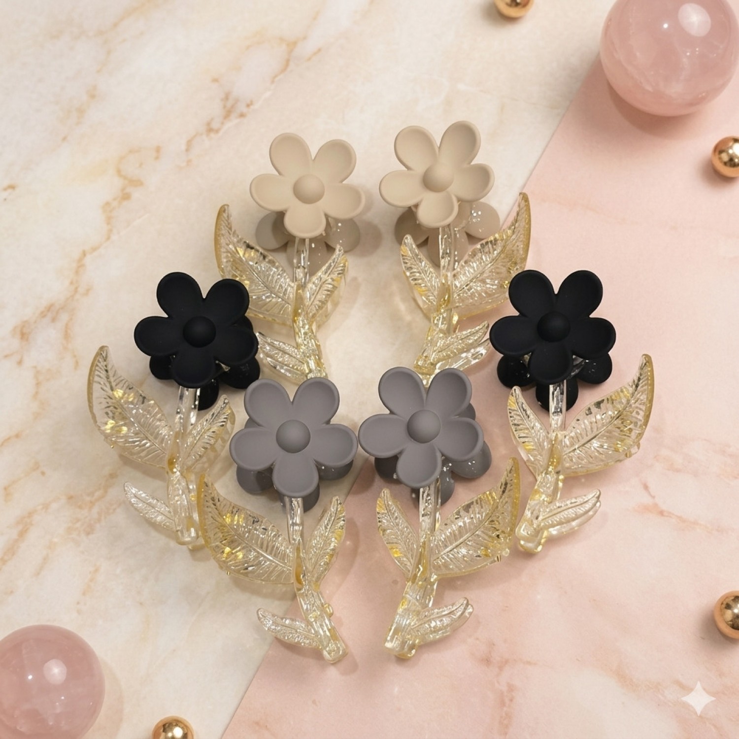 Fashion Alley 7-9 Cm Tulip Matt Hair Claw For Women Pack Of 12 Pc