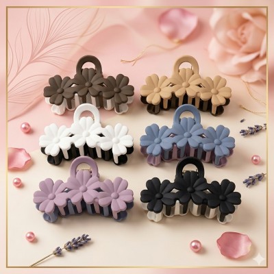 Fashion Alley 10 Cm matte 2 in 1 color Hair Claw For Women Pack Of 12 Pc