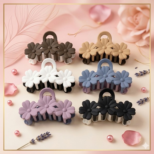 Fashion Alley 10 Cm matte 2 in 1 color Hair Claw For Women Pack Of 12 Pc