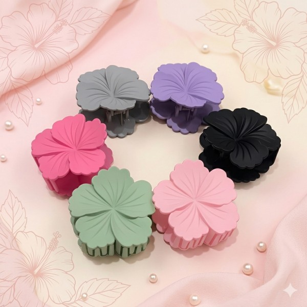 Fashion Alley 7Cm Flower Design  Hair Claw For Women Pack Of 12 Pc