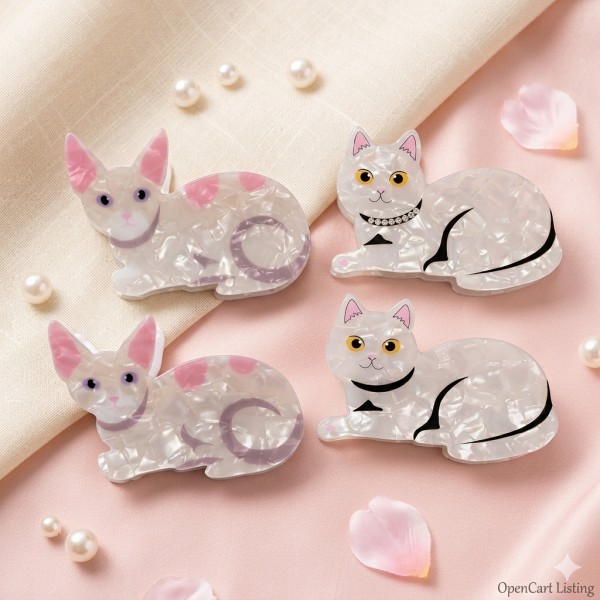 Fashion Alley 9 Cm Cat Design Hair Claw For Women Pack Of 12 Pc