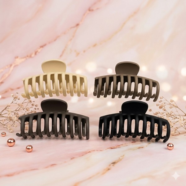 Fashion Alley 8.5Cm Matt Hair Claw For Women Pack Of 12