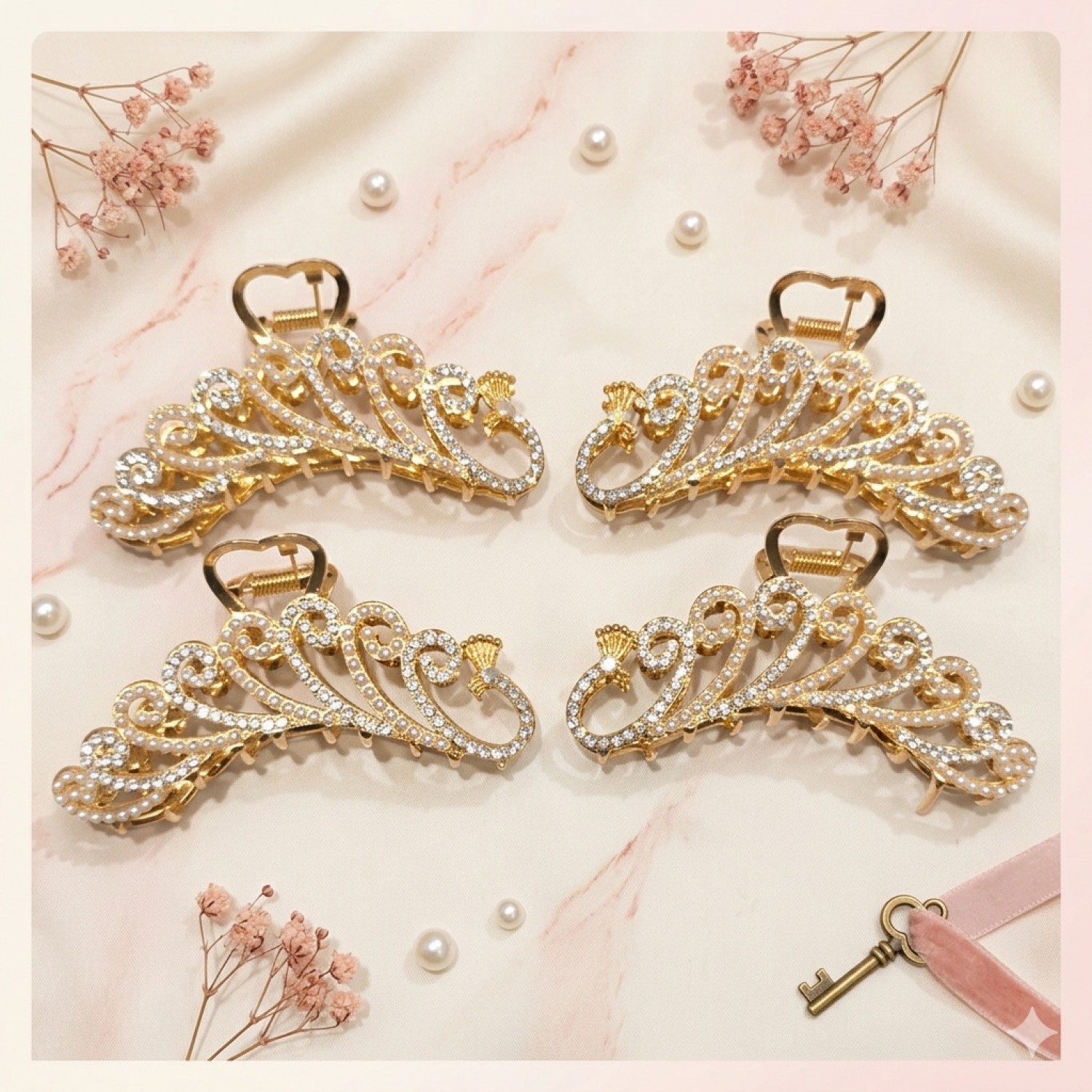 Fashion Alley 11 CM Peacock Design metal hair Claw For Women Pack Of 12