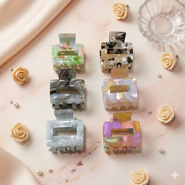 Fashion Alley 3 CM Mini Shine Hair Claw For Women [Pack Of 12]