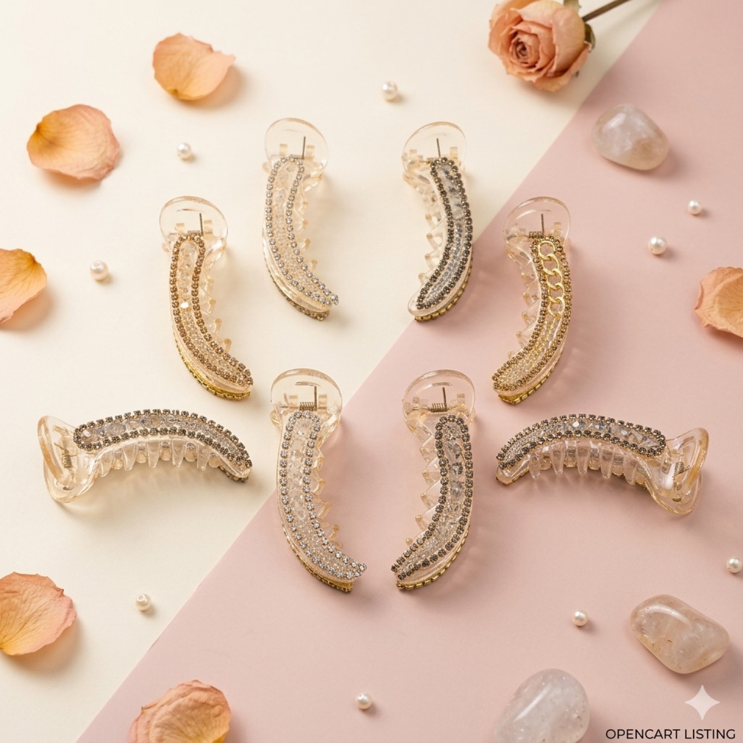 Fashion Alley Crystal 6Cm Hair Claw For Women [Pack Of 12] 