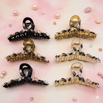 Fashion Alley Crystal 11cm Hair Claw For Women [Pack Of 12] 