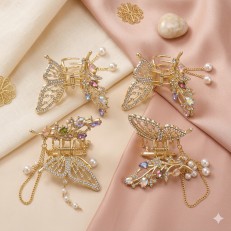 Fashion Alley 6Cm Butterfly design Metal Hair Claw [Pack Of 12]