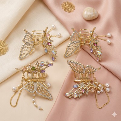 Fashion Alley 6Cm Butterfly design Metal Hair Claw [Pack Of 12]