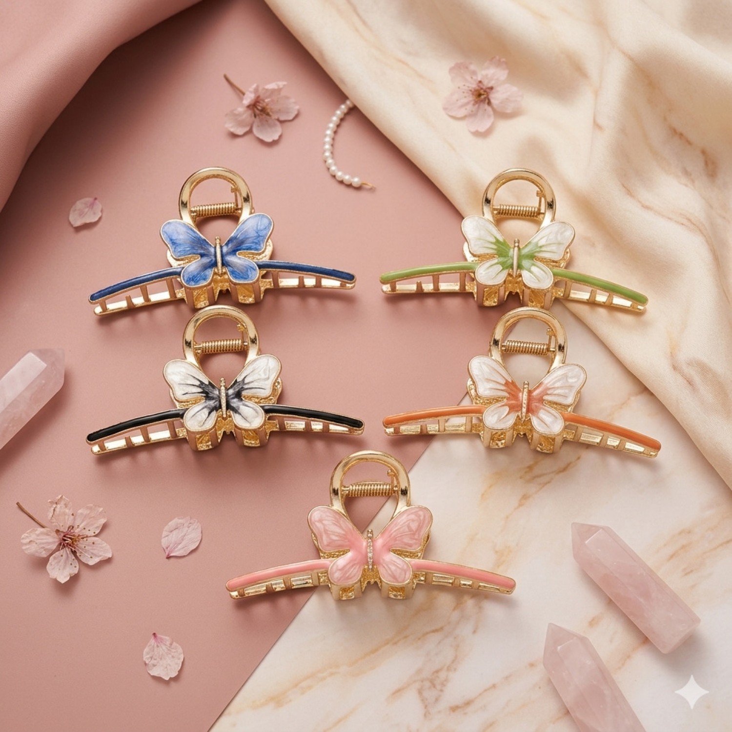 Fashion Alley 11Cm Butterfly design Metal Hair Claw [Pack Of 12]
