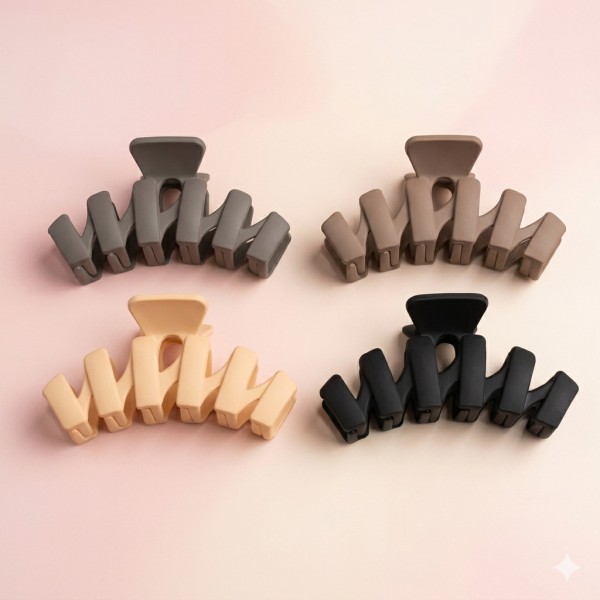 Fashion Alley 10 CM Matt Hair Claw For Women [Pack Of 12]