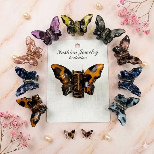 Fashion Alley 5 CM Shine Butterfly Hair Claw For Kids Pack Of 96