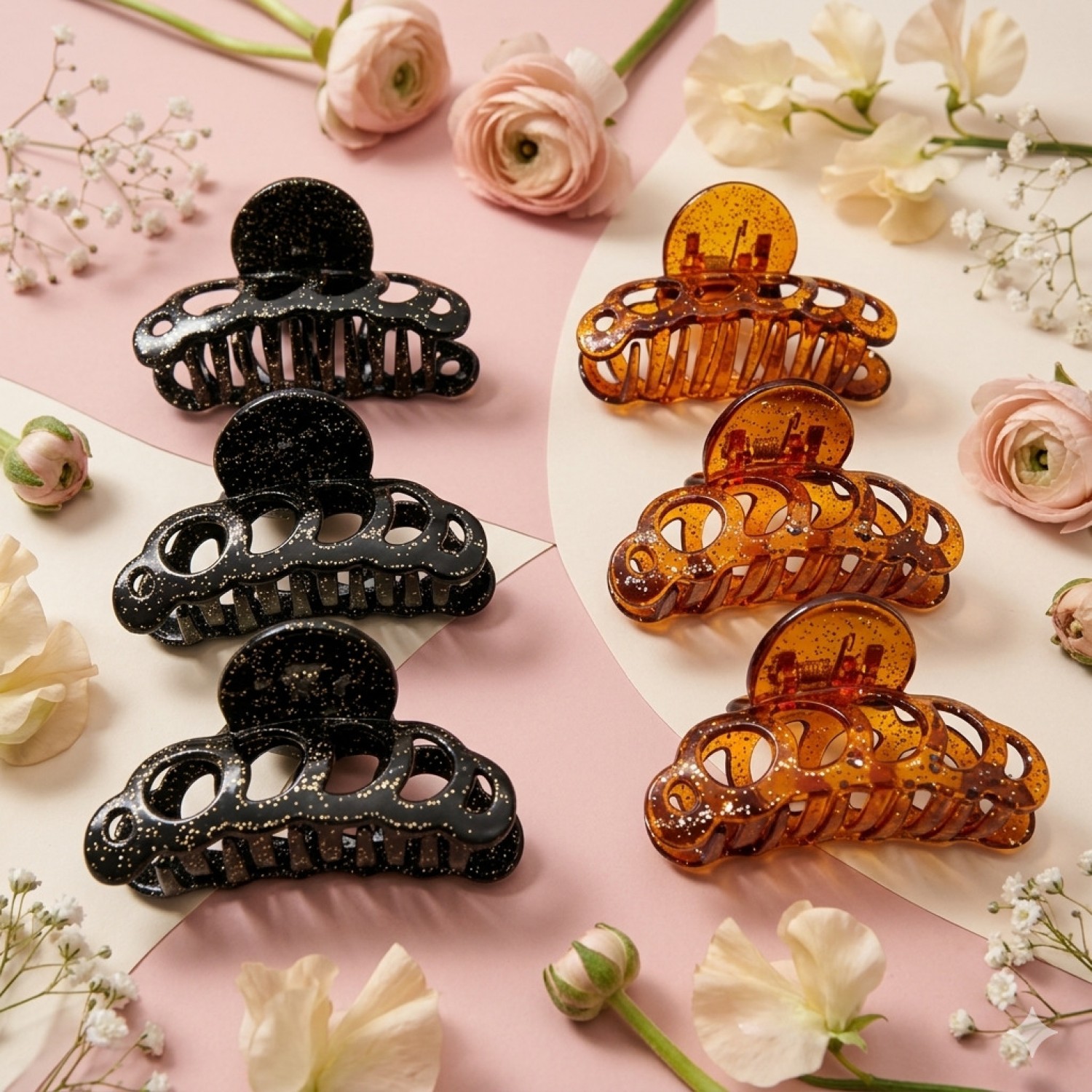 Fashion Alley 7Cm Shell Black Hair Claw [Pack Of 12]