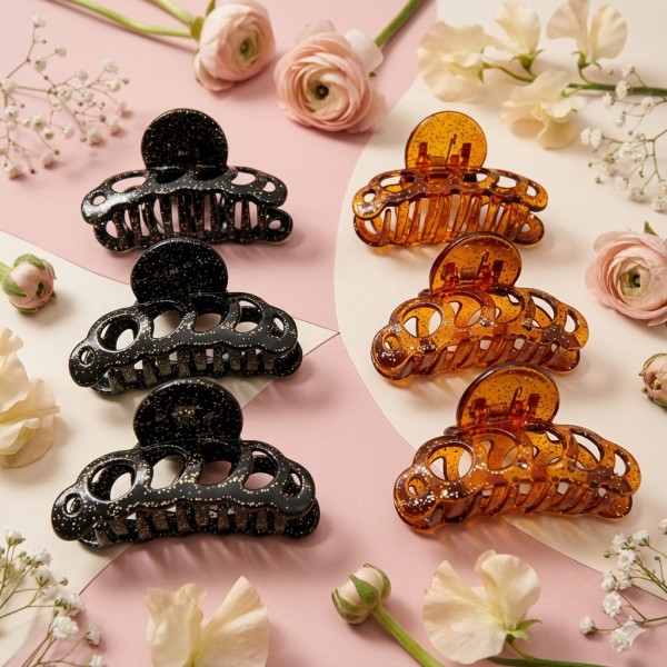 Fashion Alley 7Cm Shell Black Hair Claw [Pack Of 12]