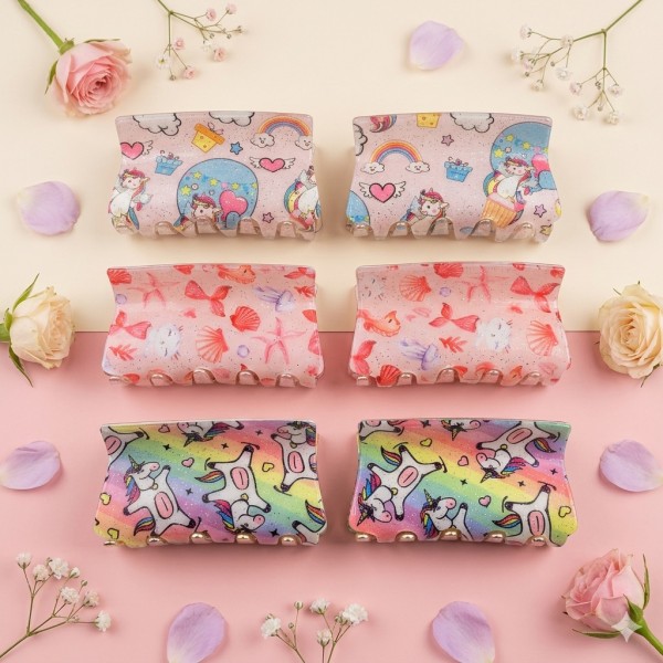 Fashion Alley Random Print  Hair Claw ( Pack of 12 )