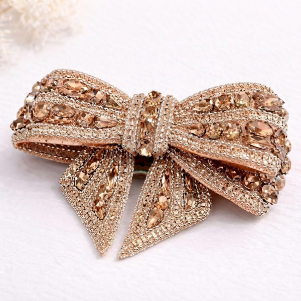 Fashion Alley 9 Cm Crystal Bow Hair Pin For Women Pack Of 12 Pc