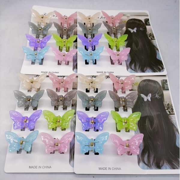 Fashion Alley 5 CM Shine Butterfly Hair Claw For Kids Pack Of 96