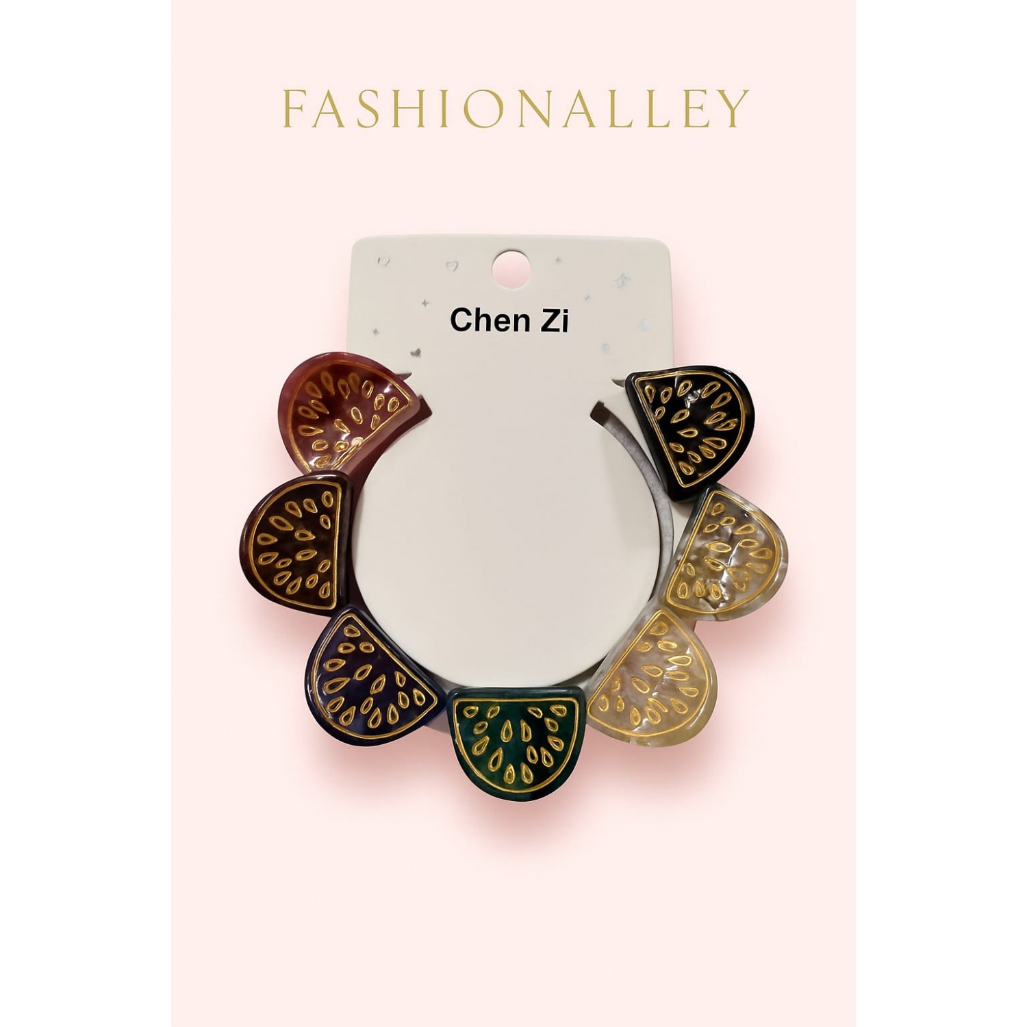 Fashion Alley 3 CM Mini Printed Hair Claw For Kids Pack Of 8 Pc