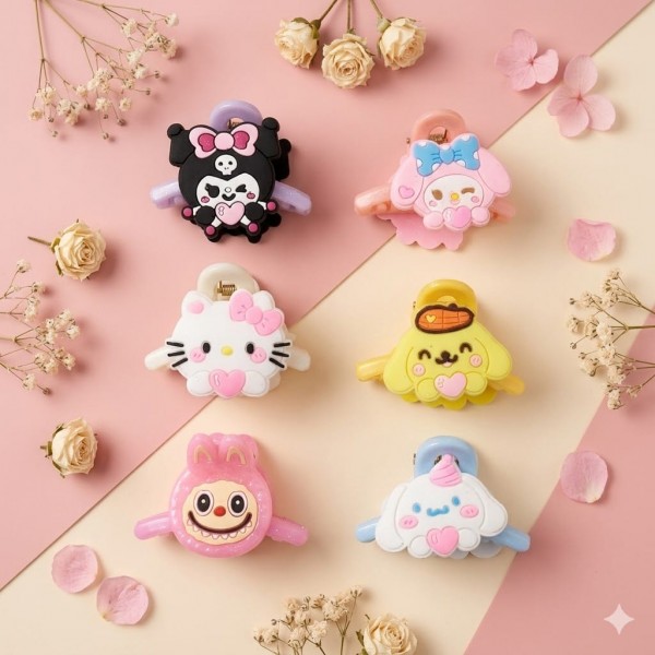 Fashion Alley 4.5 Cartoon Design Hair Claw For Kids Pack Of 12 Pc