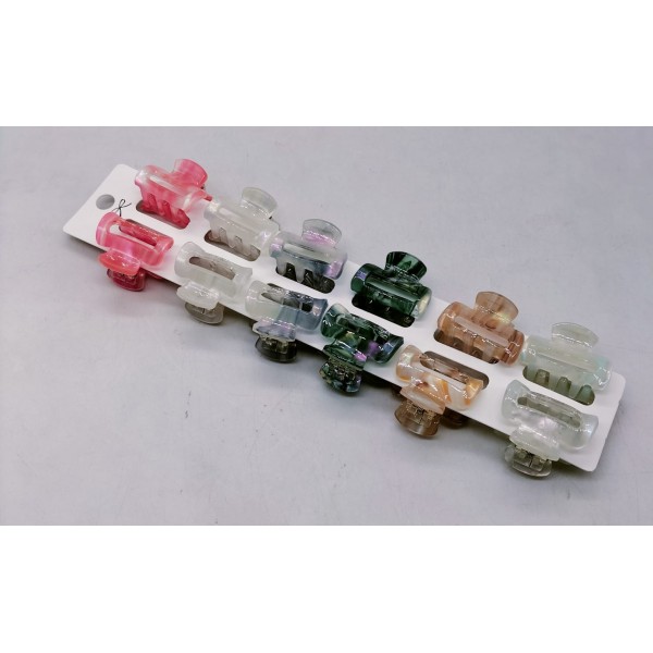 Fashion Alley 3 CM Mini Shine Hair Claw For Women Pack Of 12