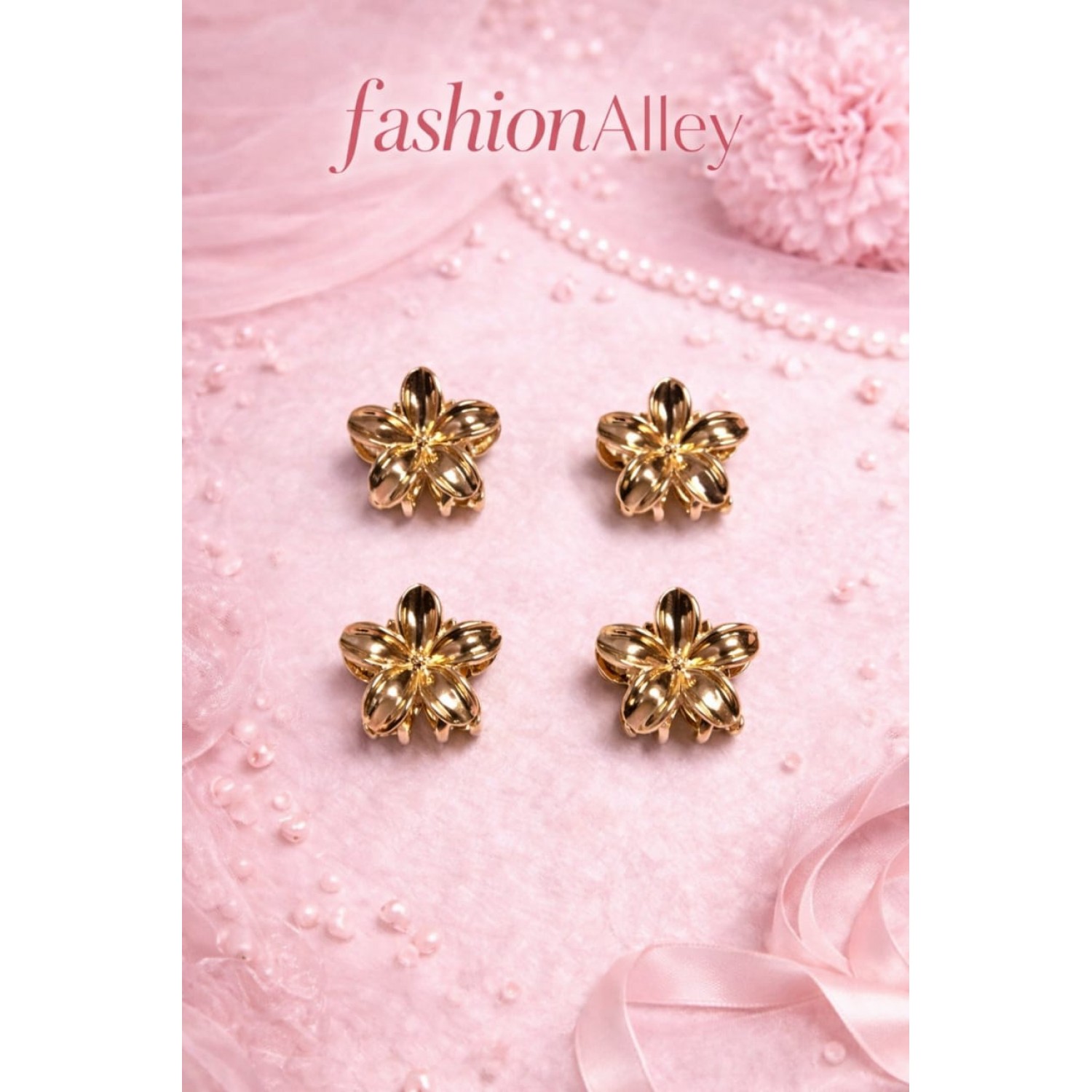 Fashion Alley Metal Golden Hair Claw ( Pack of 12 )