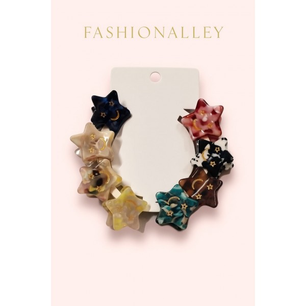 Fashion Alley 3 Cm Printed Hair Claw For Kids Pack Of 8 Pc