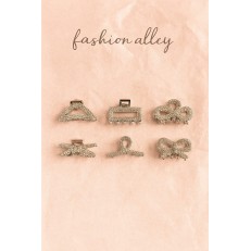 Fashion Alley 4 CM Metal Stone Hair Claw For Women Pack Of 12