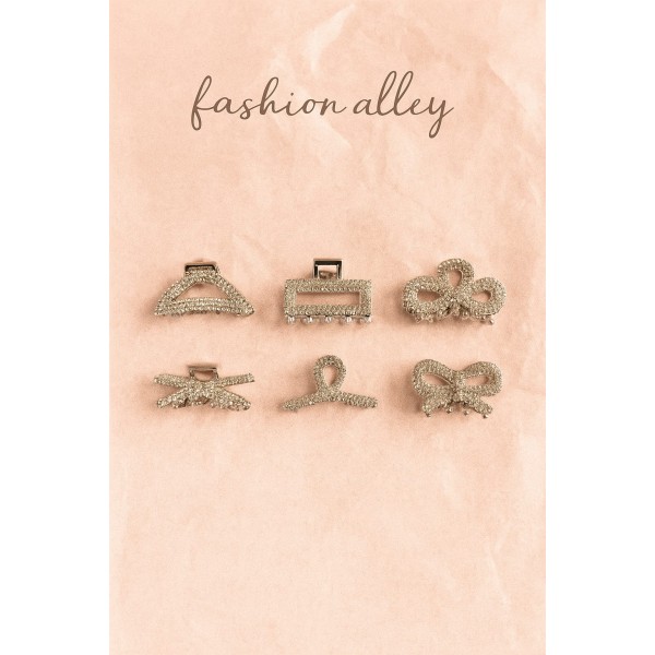 Fashion Alley 4 CM Metal Stone Hair Claw For Women Pack Of 12