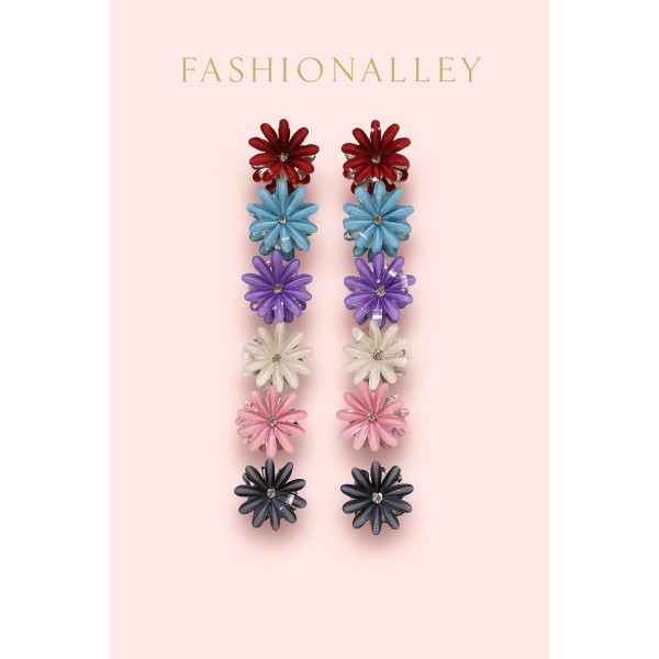 Fashion Alley 3 Cm Metal Silver Mini Hair Claw For Women Pack Of 12 Pc