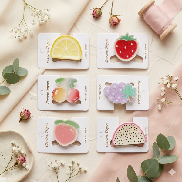 Fashion Alley 5 Cm Fruit Hair Claw For Kids Pack Of 12  