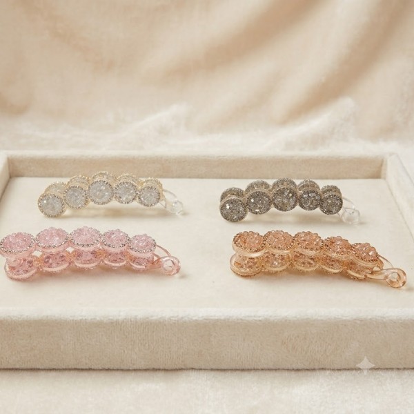 Fashion Alley Crystal 10cm Banana Hair Clip For Women [Pack Of 12] 