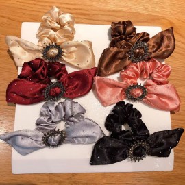 Fashion Alley Rhinestone  bow scrunchies ( Pack of 20 pc ) ( 80 per pc )