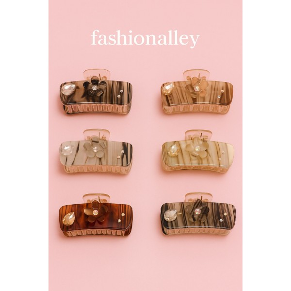 Fashion Alley 6 CM Stone Hair Claw For Women Pack Of 12