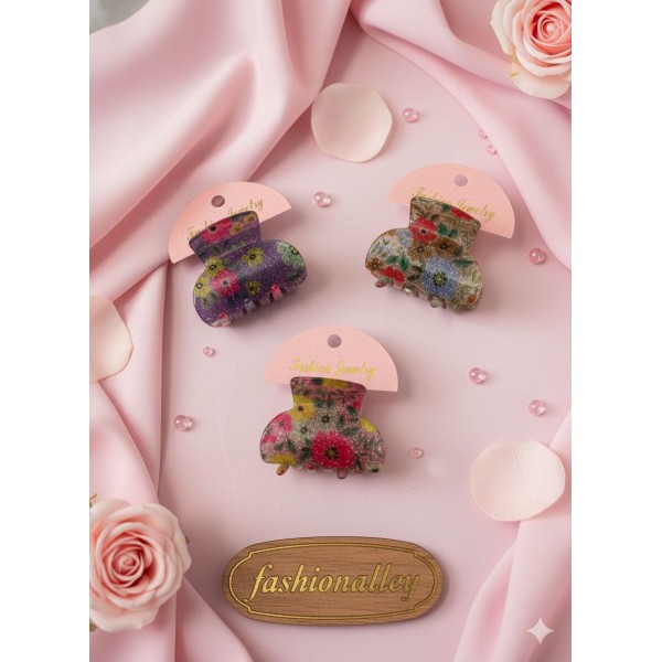 Fashion Alley 4.8 Cm Gliter Hair Claw For Women Pack Of 12 Pc