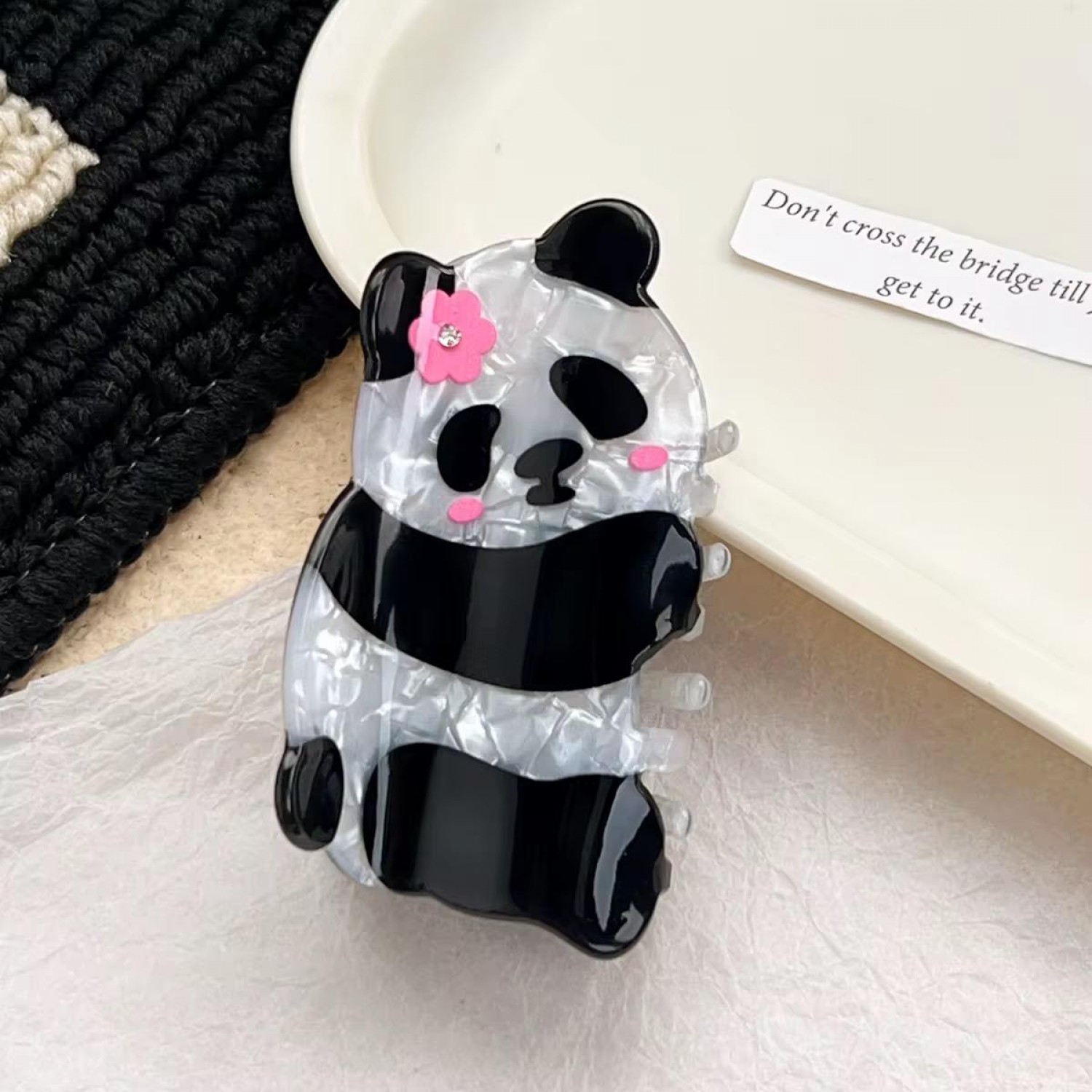 Fashion Alley 8 Cm Panda Design Hair Claw For Women Pack Of 12 Pc