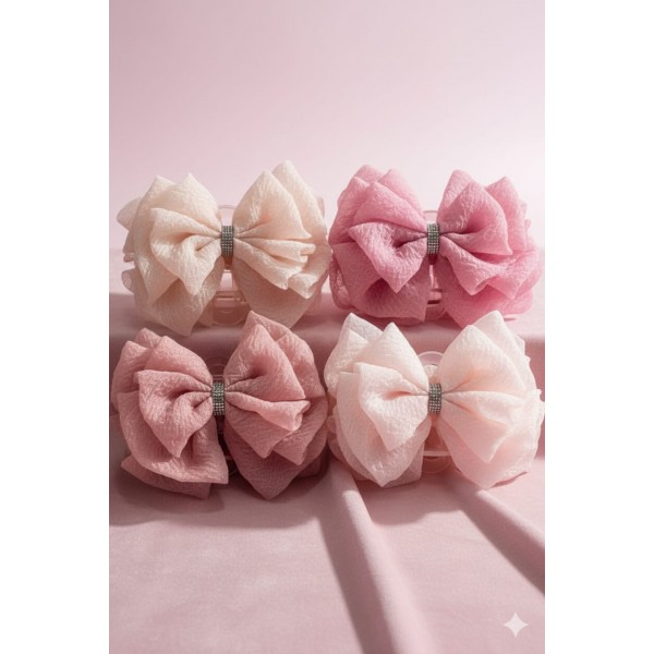 Fashion Alley 13 Cm Bow Hair Claw For Women Pack Of 12