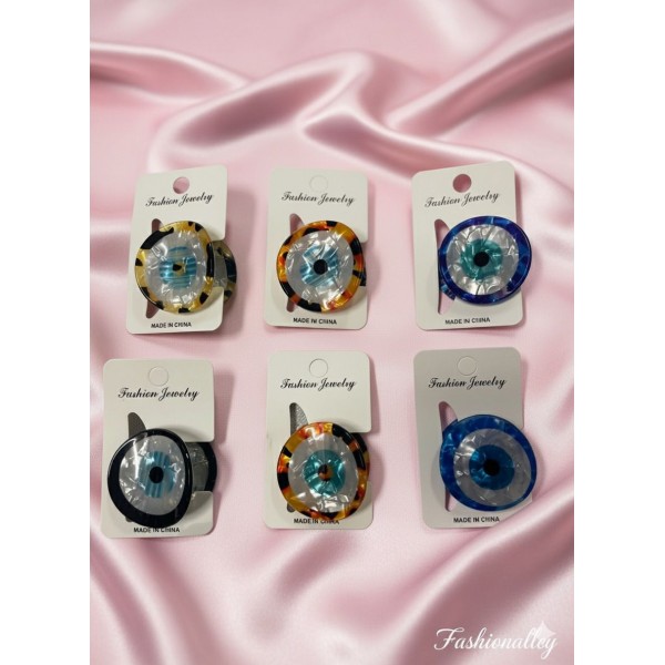 Fashion Alley 4 Cm Evil Eye Round Shape Hair Claw For Women Pack Of 12 Pc