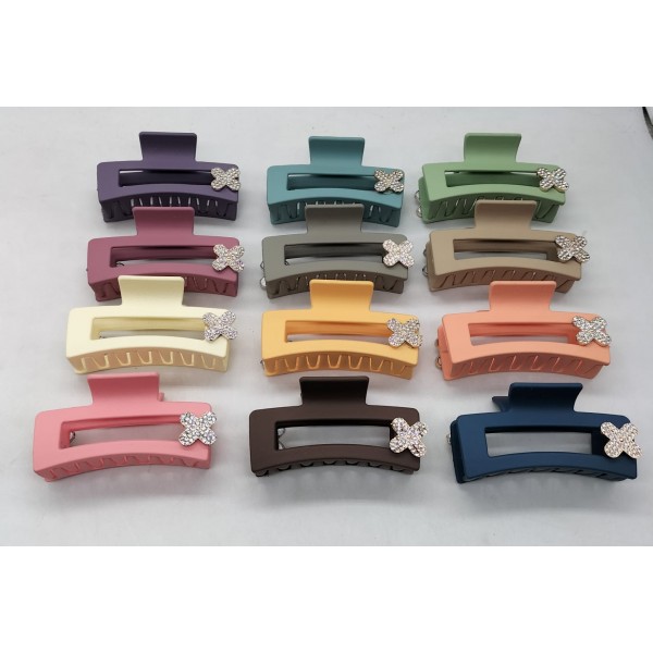 Fashion Alley 7 CM Matt Stone Hair Claw For Women Pack Of 12