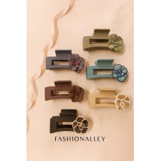 Fashion Alley Assorted Design 8 Cm Matt Hair Claw For Women Pack Of 12