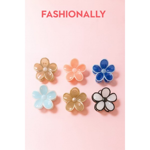 Fashion Alley 7 Cm Flower Design Hair Claw For Women Pack Of 12 Pc