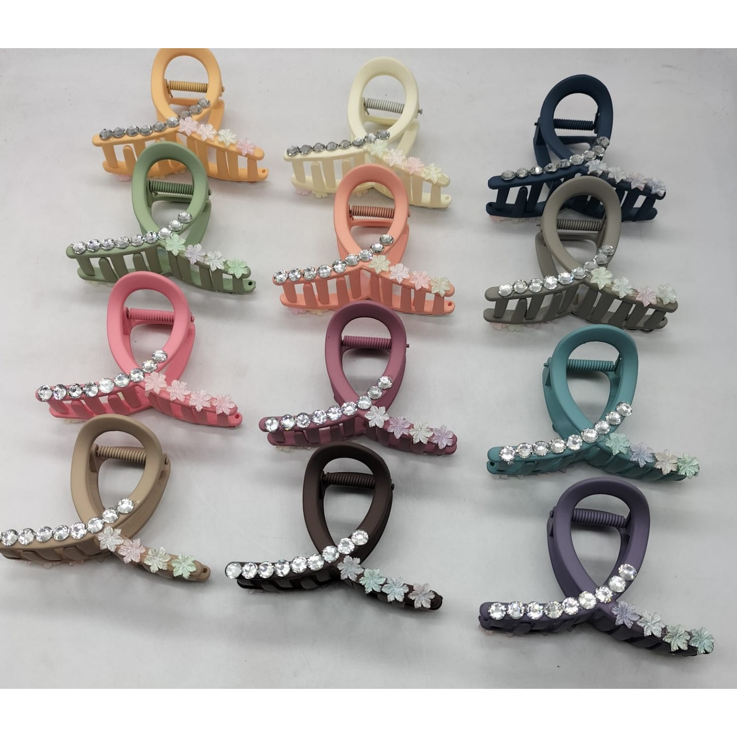 Fashion Alley 8 CM Matt Stone Hair Claw For Women [Pack Of 12]