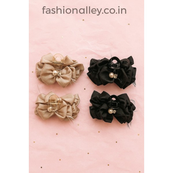 Fashion Alley 13 Cm Bow Hair Claw For Women Pack Of 12