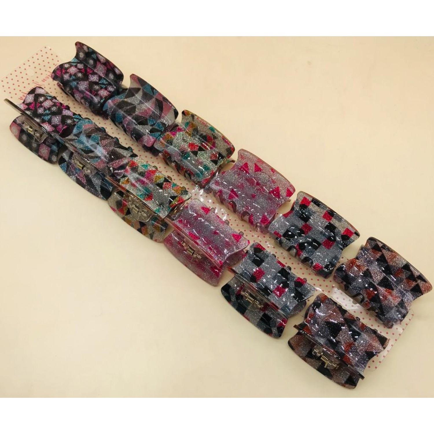 Fashion Alley Random Shape Shine Hair Claw [Pack Of 12]