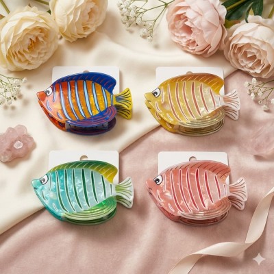 Fashion Alley 8 Cm Fish Design Hair Claw For Women Pack 12 Pc