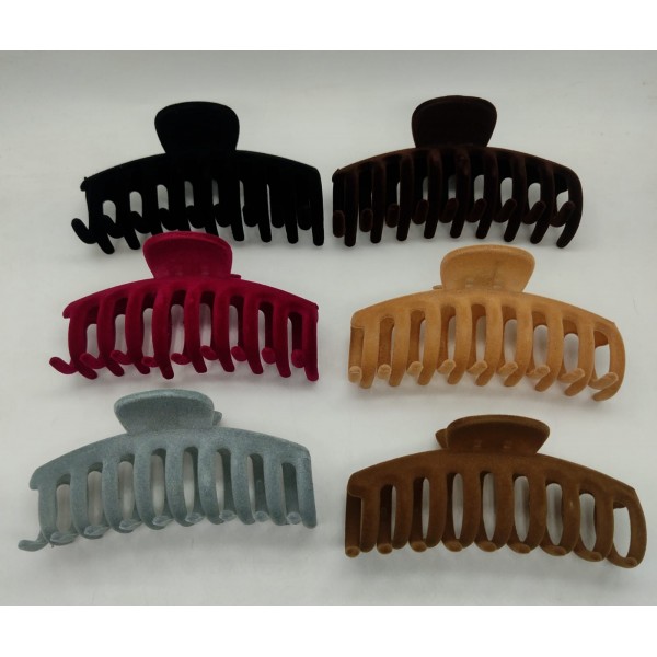 Fashion Alley 9 Cm Velvet Hair Claw For Women Pack Of 12