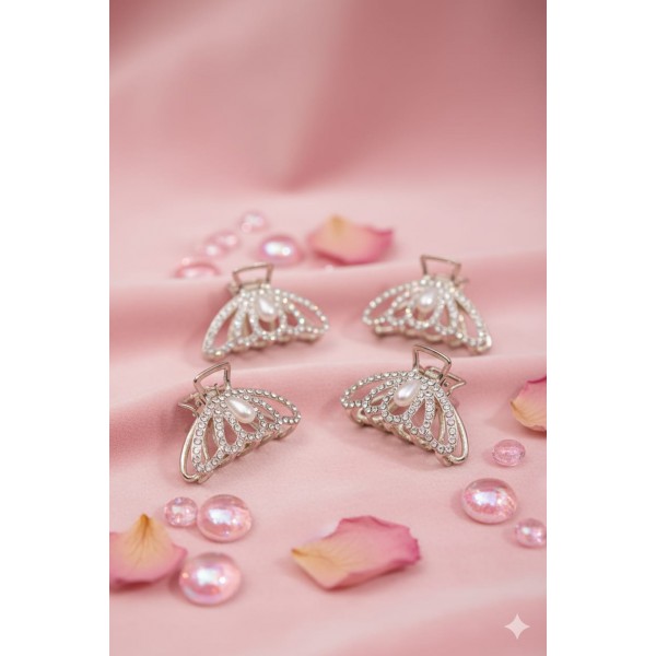 Fashion Alley 4 Cm Stone Hair Claw For Women Pack Of 12 Pc