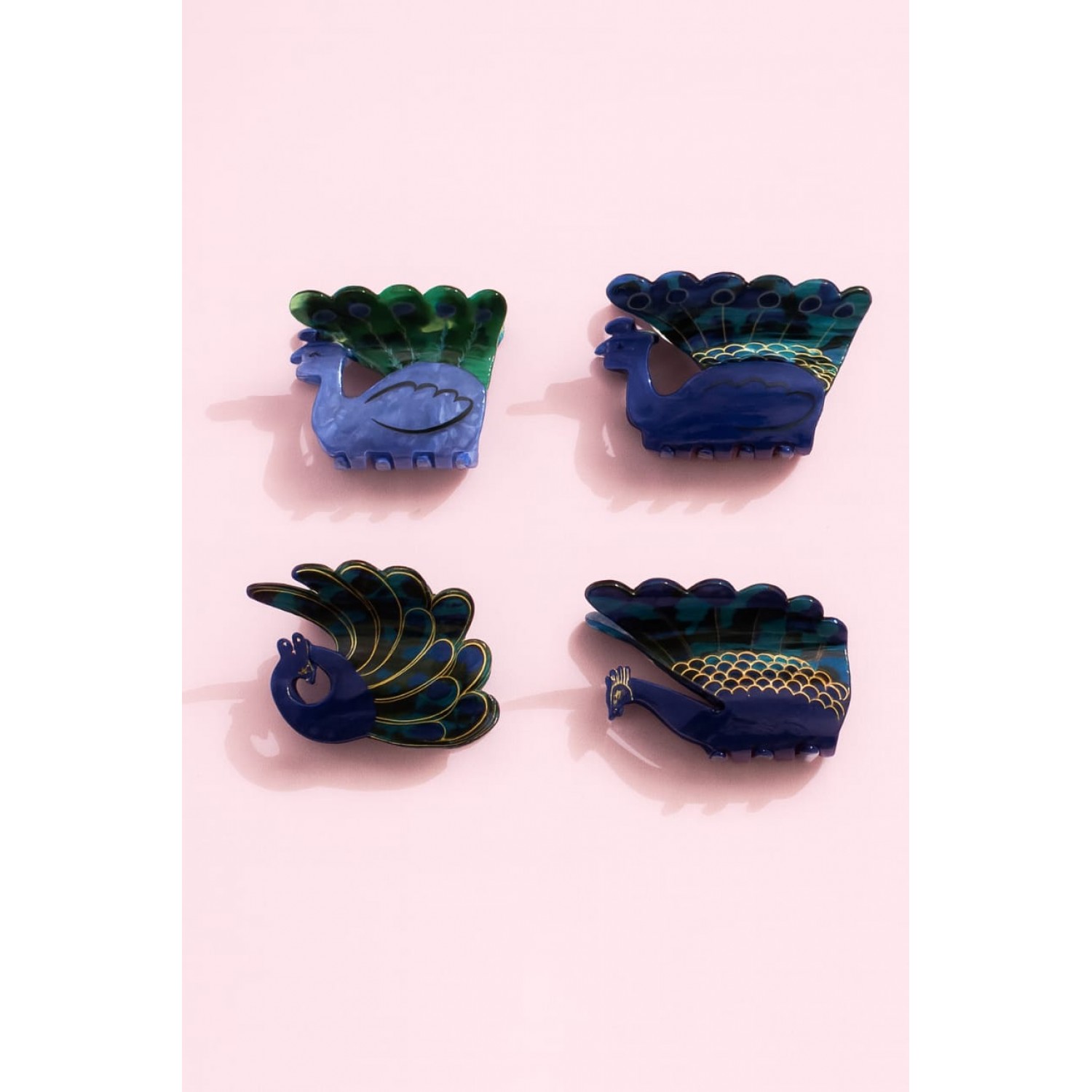 Fashion Alley 7 Cm Peacock Design Hair Claw For Women Pack Of 12 Pc